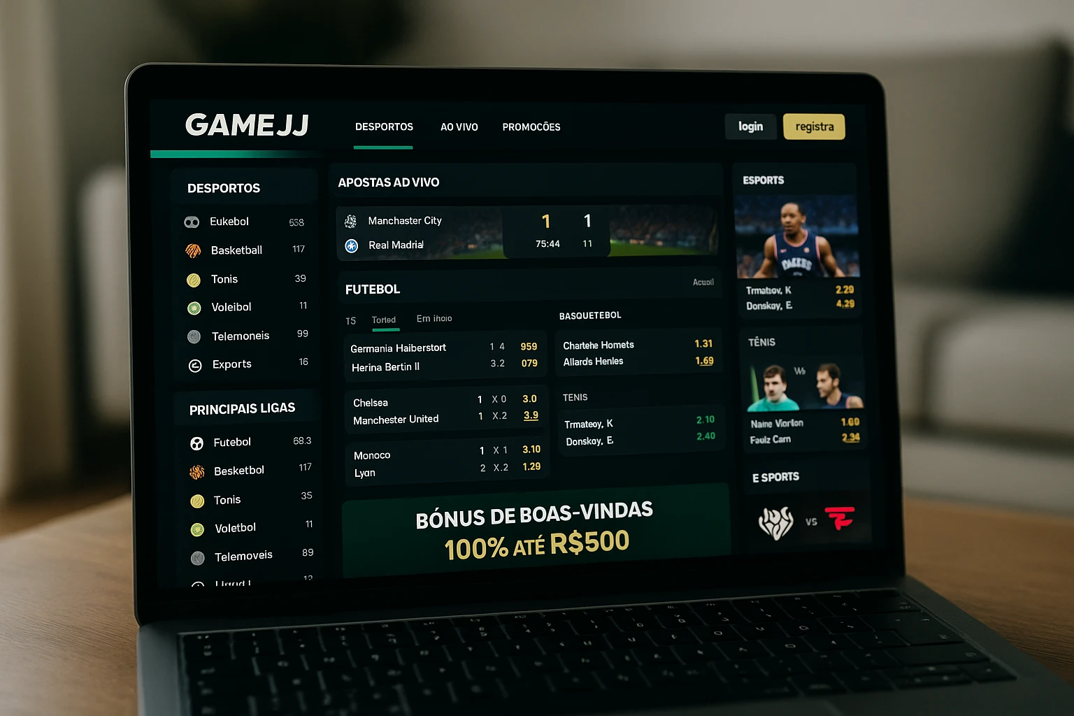 Aposte em apostas esportivas no cassino online GAMEJJ