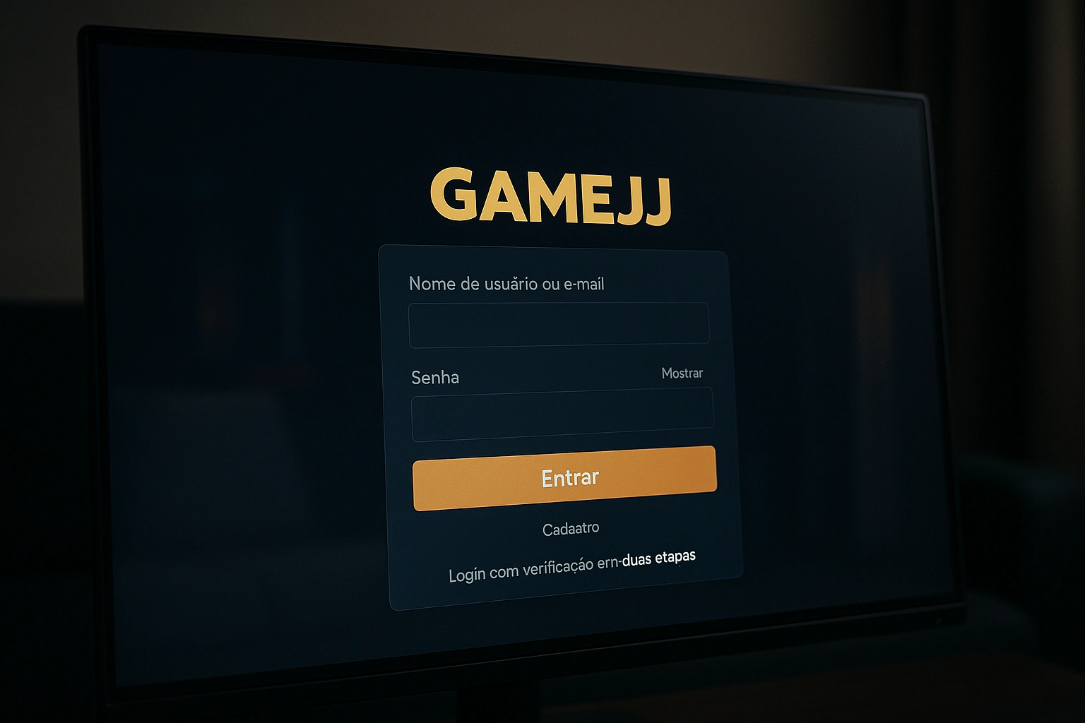 Criar uma nova Conta no plataforma GAMEJJ